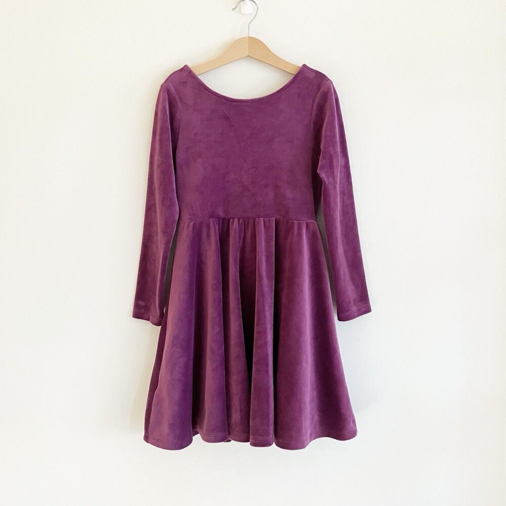 Tea Collection Ballet Velour Dress Girls Size 10 Long Sleeve Pink Purple Twirl